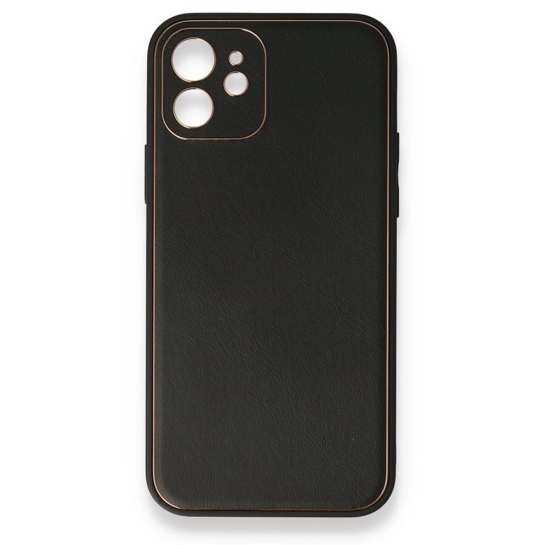Apple iPhone 12 Kılıf Coco Deri Silikon Kapak - Siyah