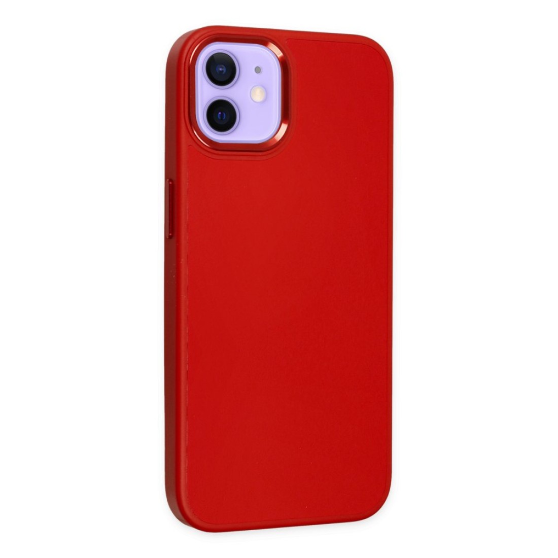 Apple iPhone 12 Kılıf Asya Deri Silikon - Kırmızı