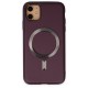 Apple iPhone 12 Kılıf Coco Deri Magneticsafe Silikon - Bordo