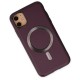 Apple iPhone 12 Kılıf Coco Deri Magneticsafe Silikon - Bordo