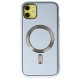 Apple iPhone 12 Kılıf Coco Deri Magneticsafe Silikon - Sierra Blue