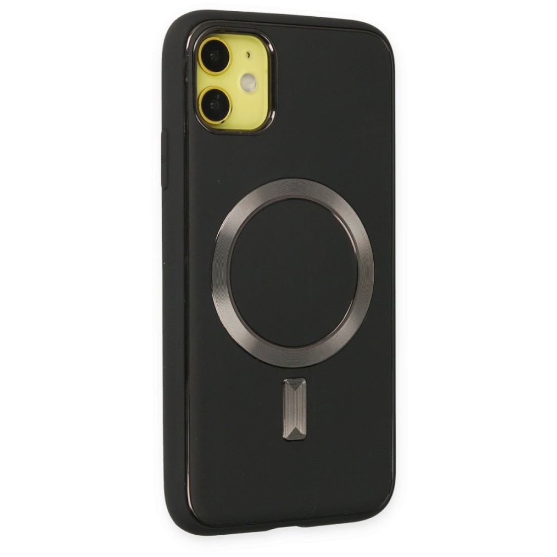 Apple iPhone 12 Kılıf Coco Deri Magneticsafe Silikon - Siyah
