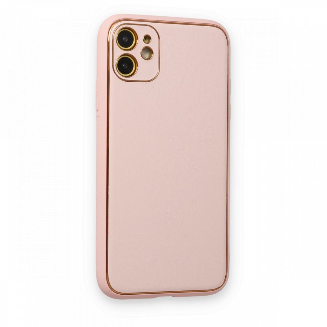 Apple iPhone 12 Kılıf Coco Deri Silikon Kapak - Pudra