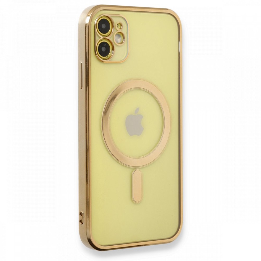 Apple iPhone 12 Kılıf Magneticsafe Lazer Silikon - Gold