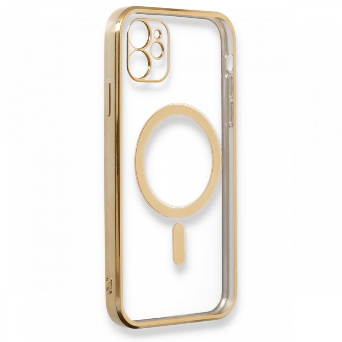 Apple iPhone 12 Kılıf Magneticsafe Lazer Silikon - Gold