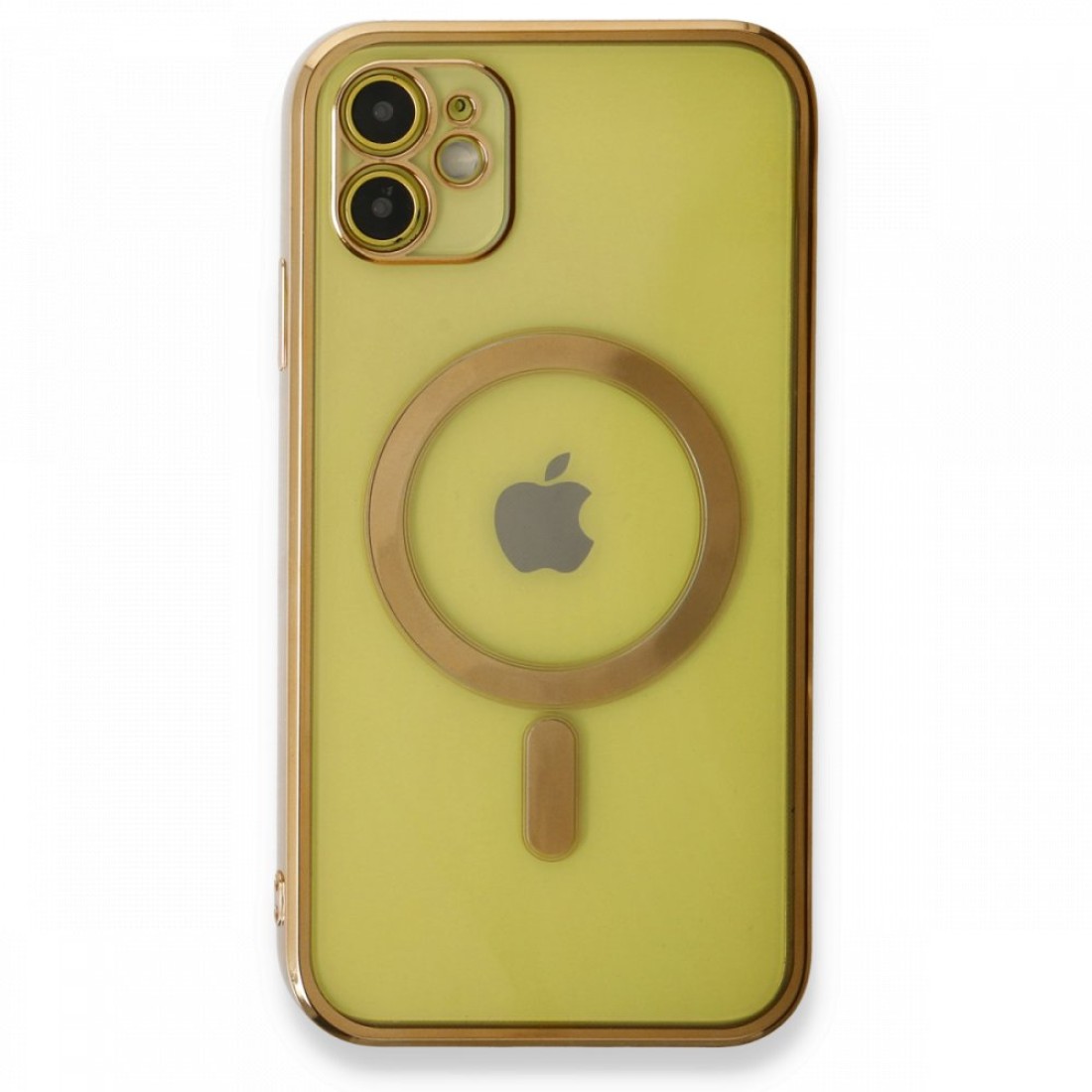 Apple iPhone 12 Kılıf Magneticsafe Lazer Silikon - Gold