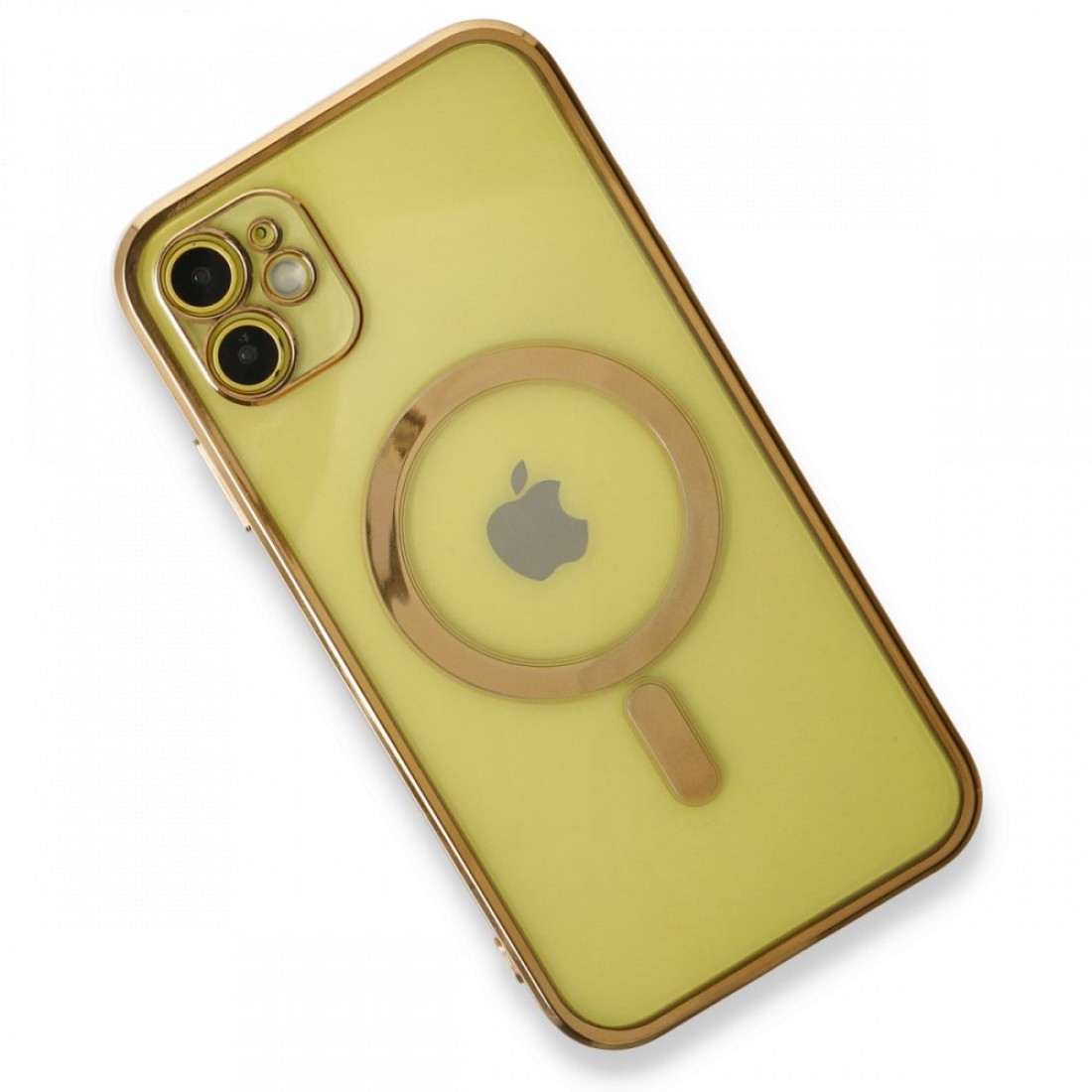 Apple iPhone 12 Kılıf Magneticsafe Lazer Silikon - Gold