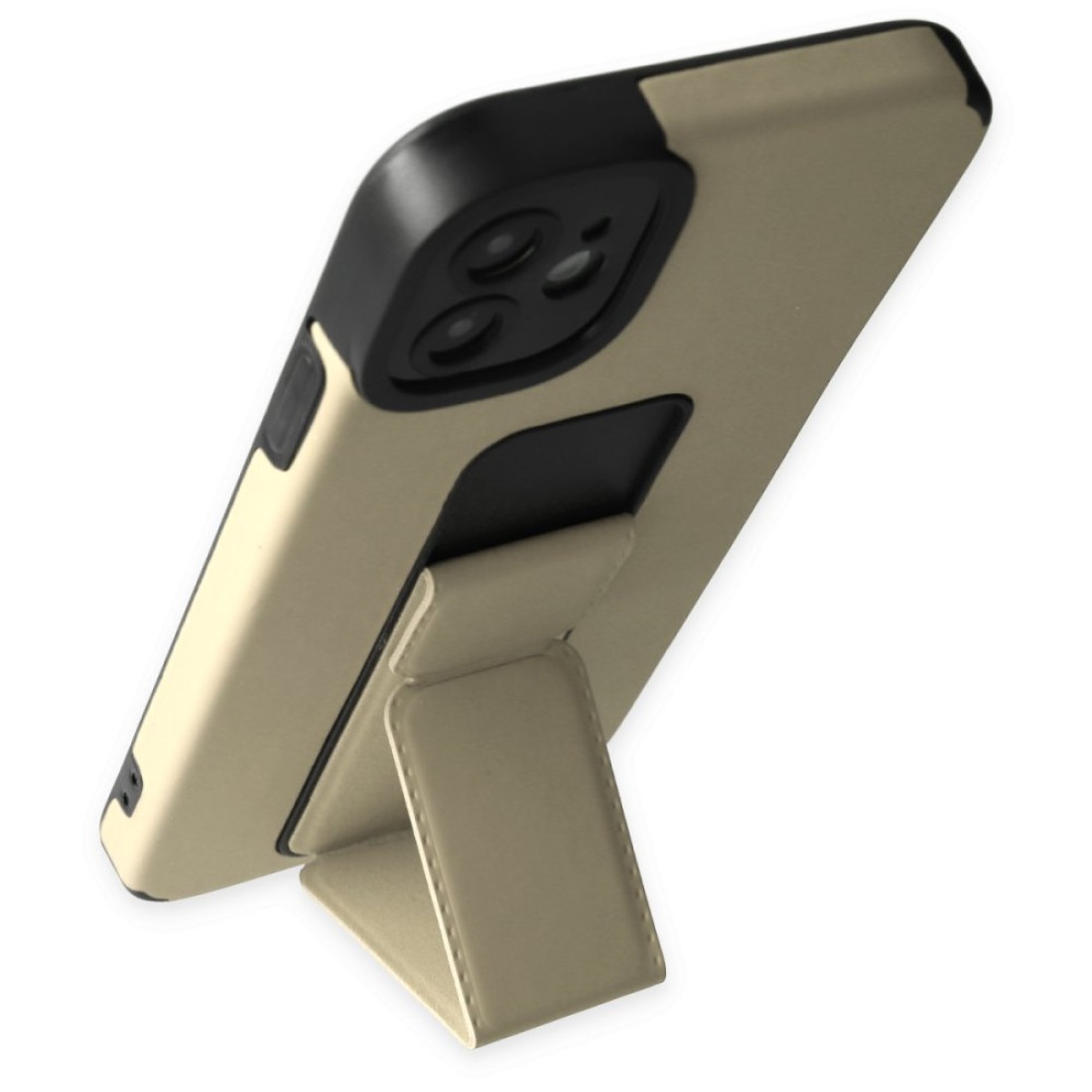 Apple iPhone 12 Kılıf Mega Standlı Silikon - Gold