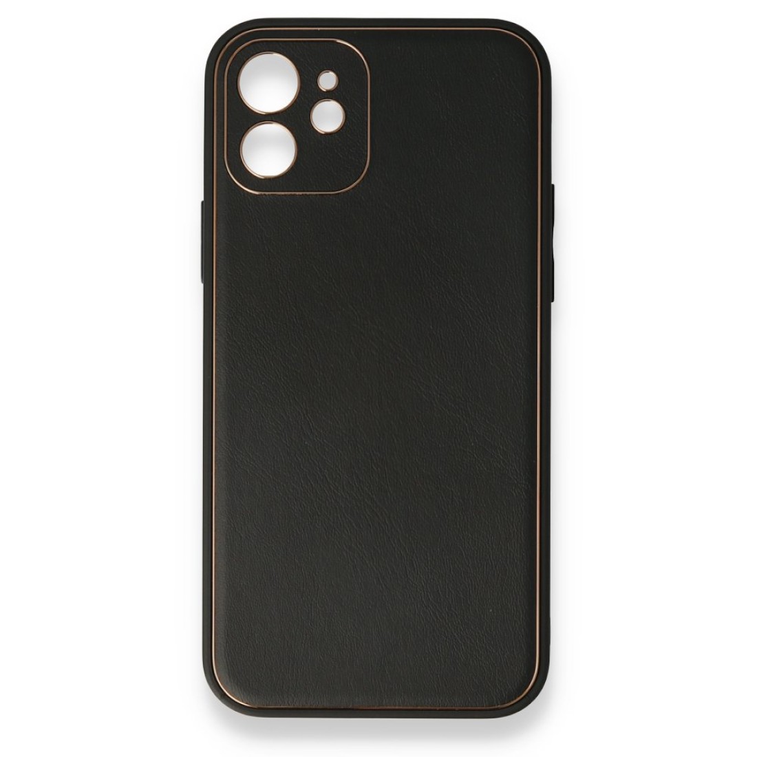 Apple iPhone 12 Mini Kılıf Coco Deri Silikon Kapak - Siyah
