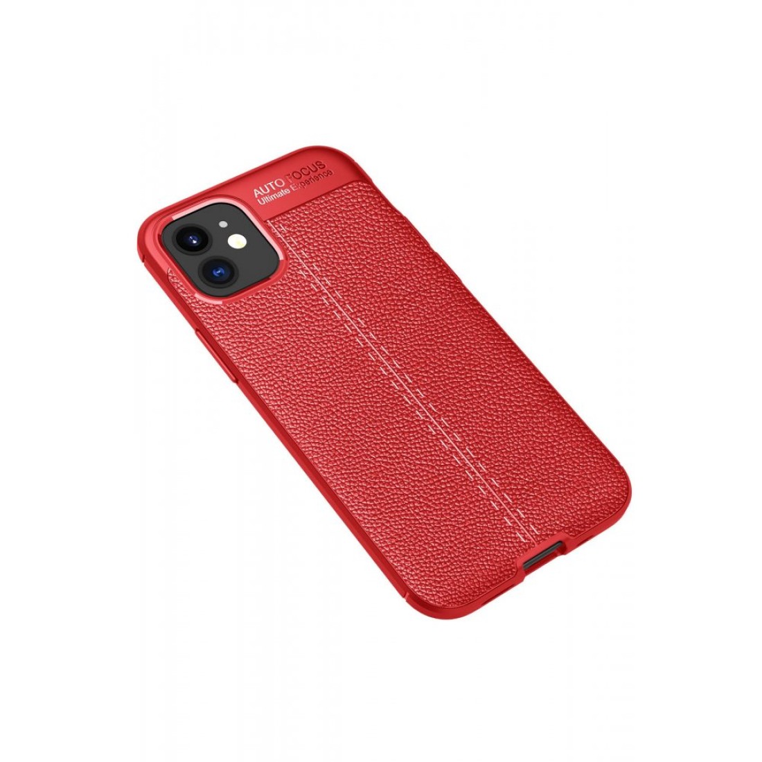 Apple iPhone 12 Mini Kılıf Focus Derili Silikon - Kırmızı