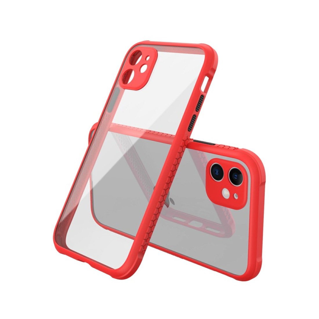 Apple iPhone 12 Mini Kılıf Miami Şeffaf Silikon  - Kırmızı