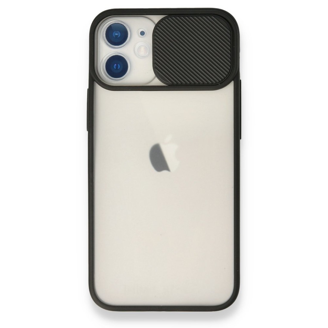 Apple iPhone 12 Mini Kılıf Palm Buzlu Kamera Sürgülü Silikon - Siyah