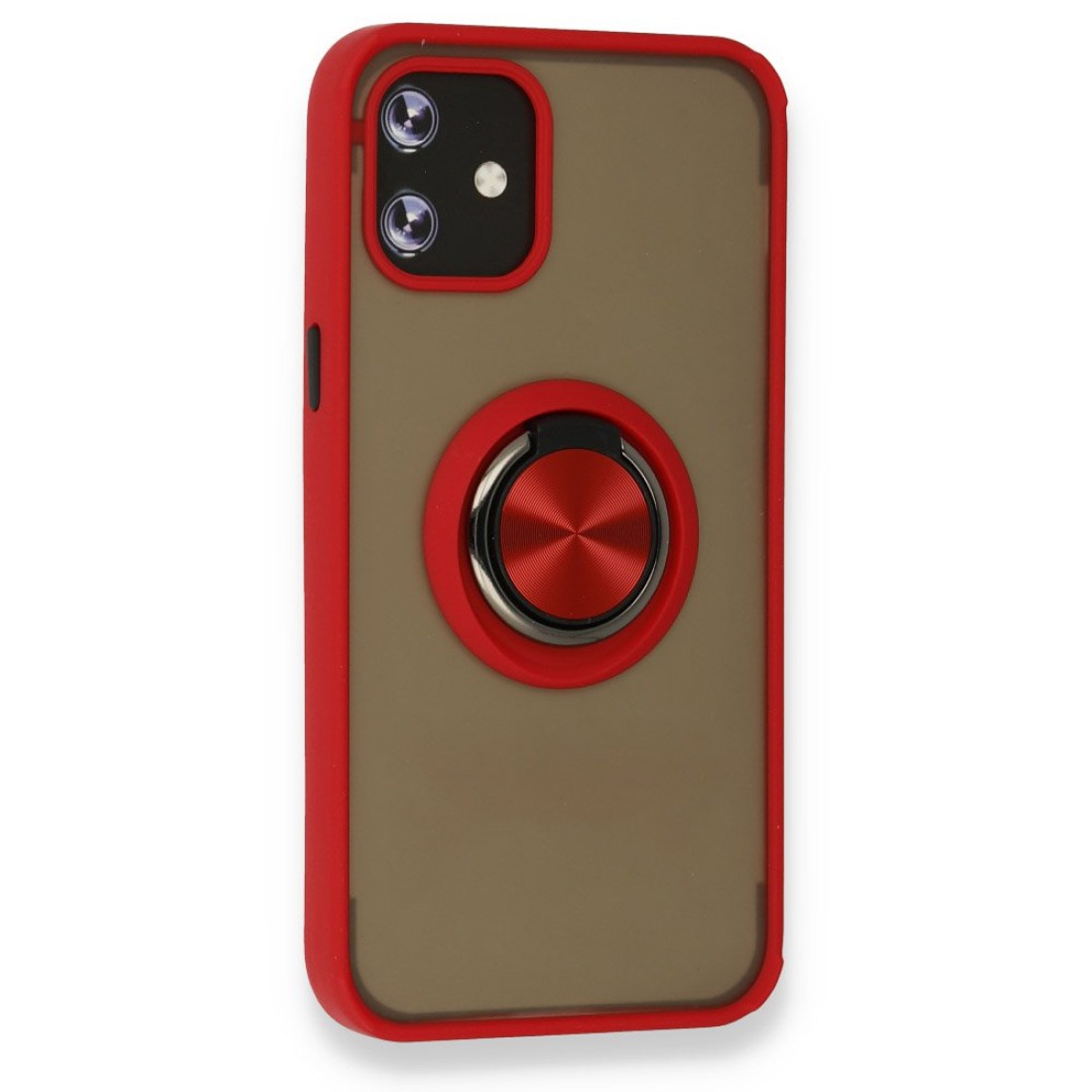 Apple iPhone 12 Mini Kılıf Montreal Yüzüklü Silikon Kapak - Kırmızı