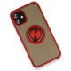 Apple iPhone 12 Mini Kılıf Montreal Yüzüklü Silikon Kapak - Kırmızı