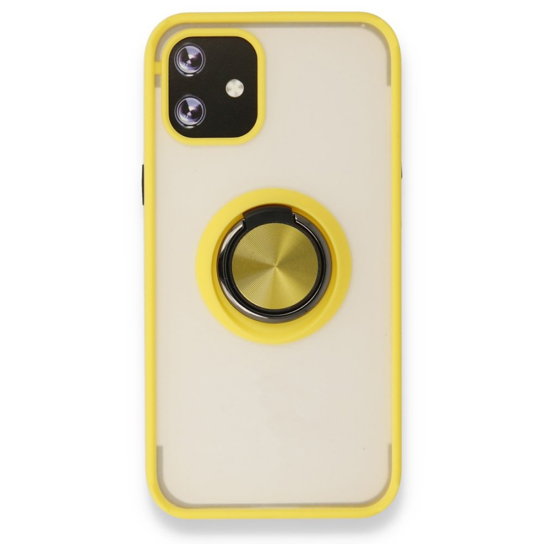 Apple iPhone 12 Mini Kılıf Montreal Yüzüklü Silikon Kapak - Sarı