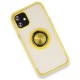 Apple iPhone 12 Mini Kılıf Montreal Yüzüklü Silikon Kapak - Sarı