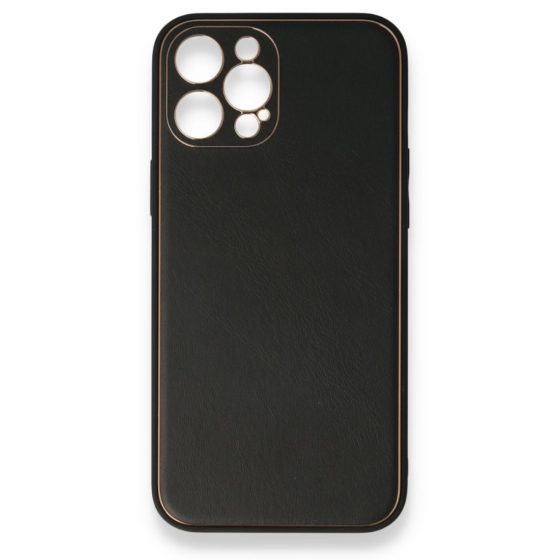 Apple iPhone 12 Pro Kılıf Coco Deri Silikon Kapak - Siyah