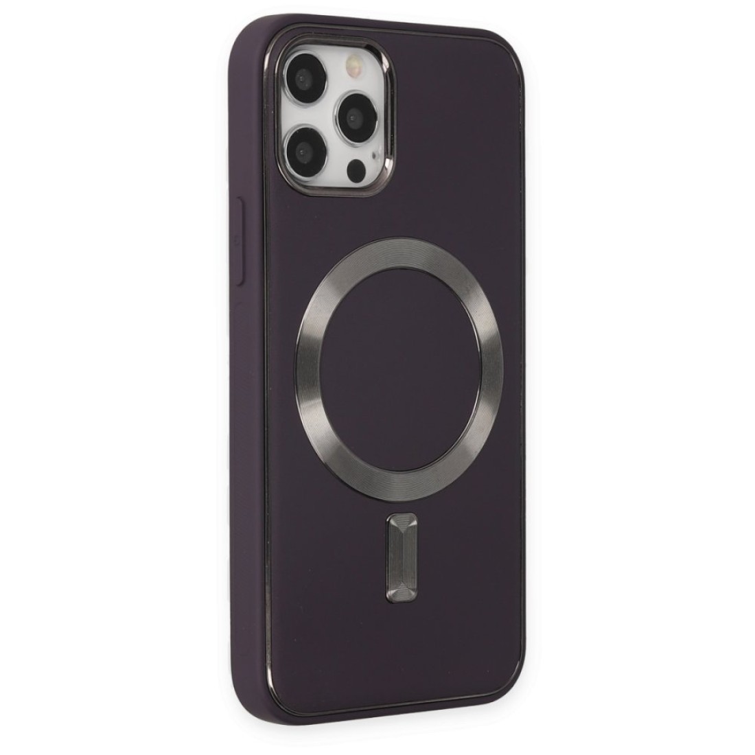 Apple iPhone 12 Pro Kılıf Coco Deri Magneticsafe Silikon - Derin Mor