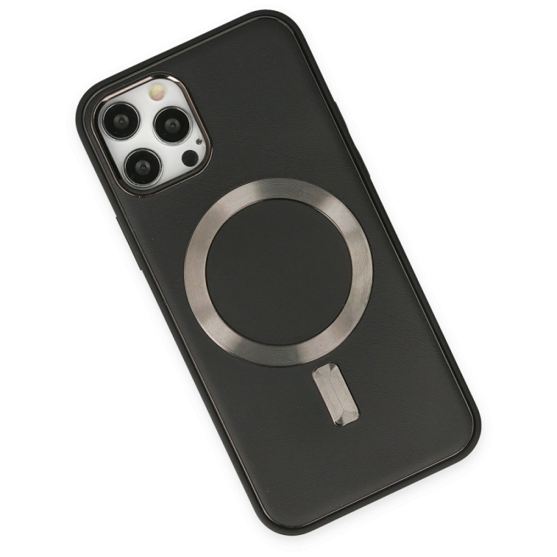 Apple iPhone 12 Pro Kılıf Coco Deri Magneticsafe Silikon - Siyah
