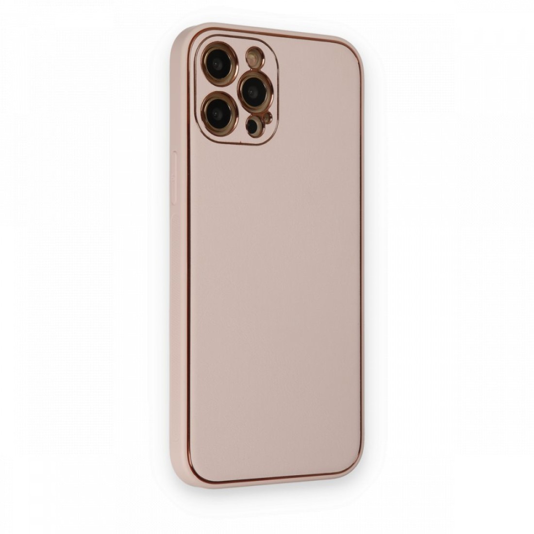 Apple iPhone 12 Pro Kılıf Coco Deri Silikon Kapak - Pudra