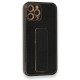 Apple iPhone 12 Pro Kılıf Coco Karbon Standlı Kapak  - Siyah