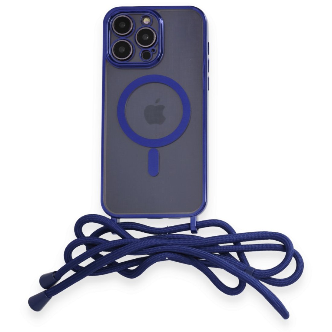 Apple iPhone 12 Pro Kılıf Divo Lazer Askılı Magsafe Kapak - Mavi