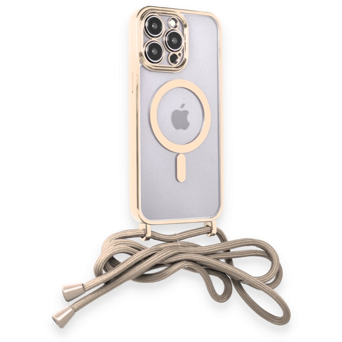 Apple iPhone 12 Pro Kılıf Divo Lazer Askılı Magsafe Kapak - Gold