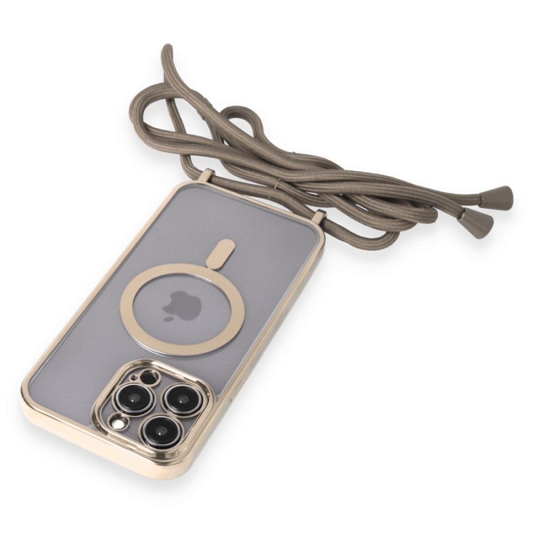 Apple iPhone 12 Pro Kılıf Divo Lazer Askılı Magsafe Kapak - Gold