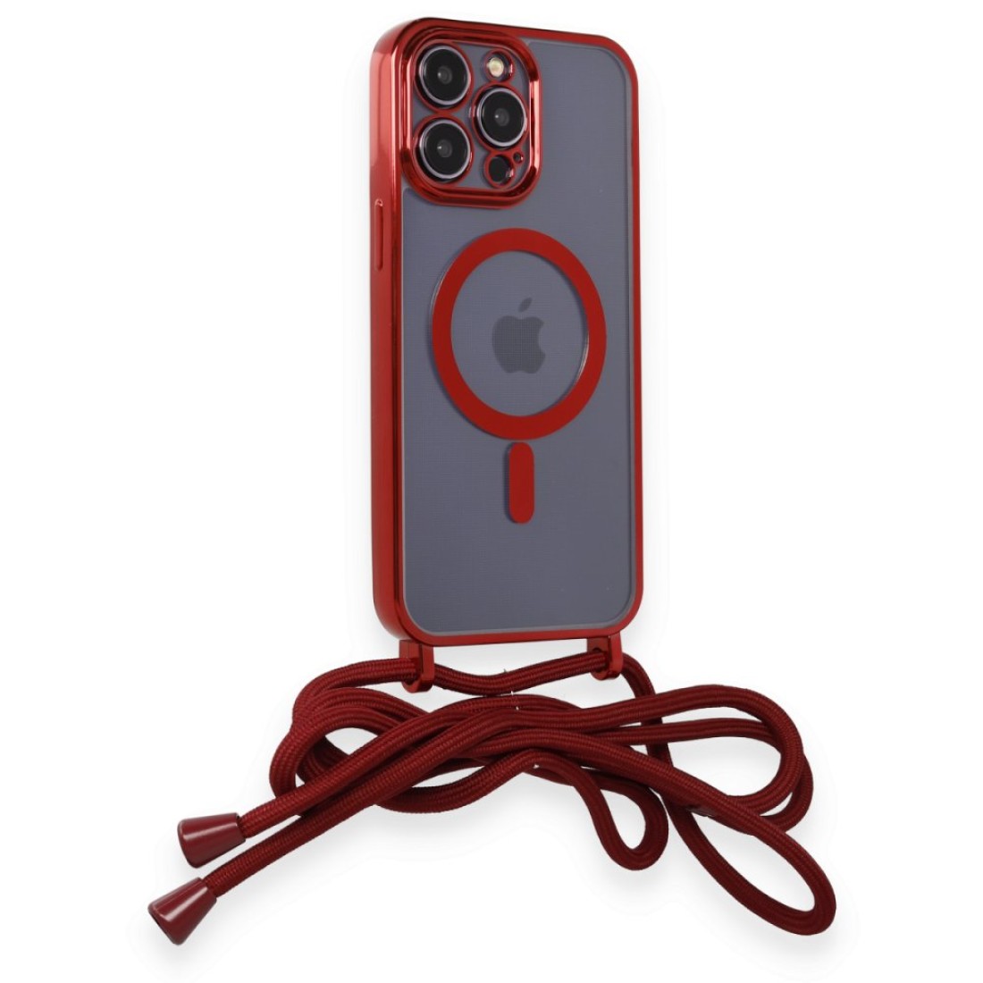 Apple iPhone 12 Pro Kılıf Divo Lazer Askılı Magsafe Kapak - Kırmızı