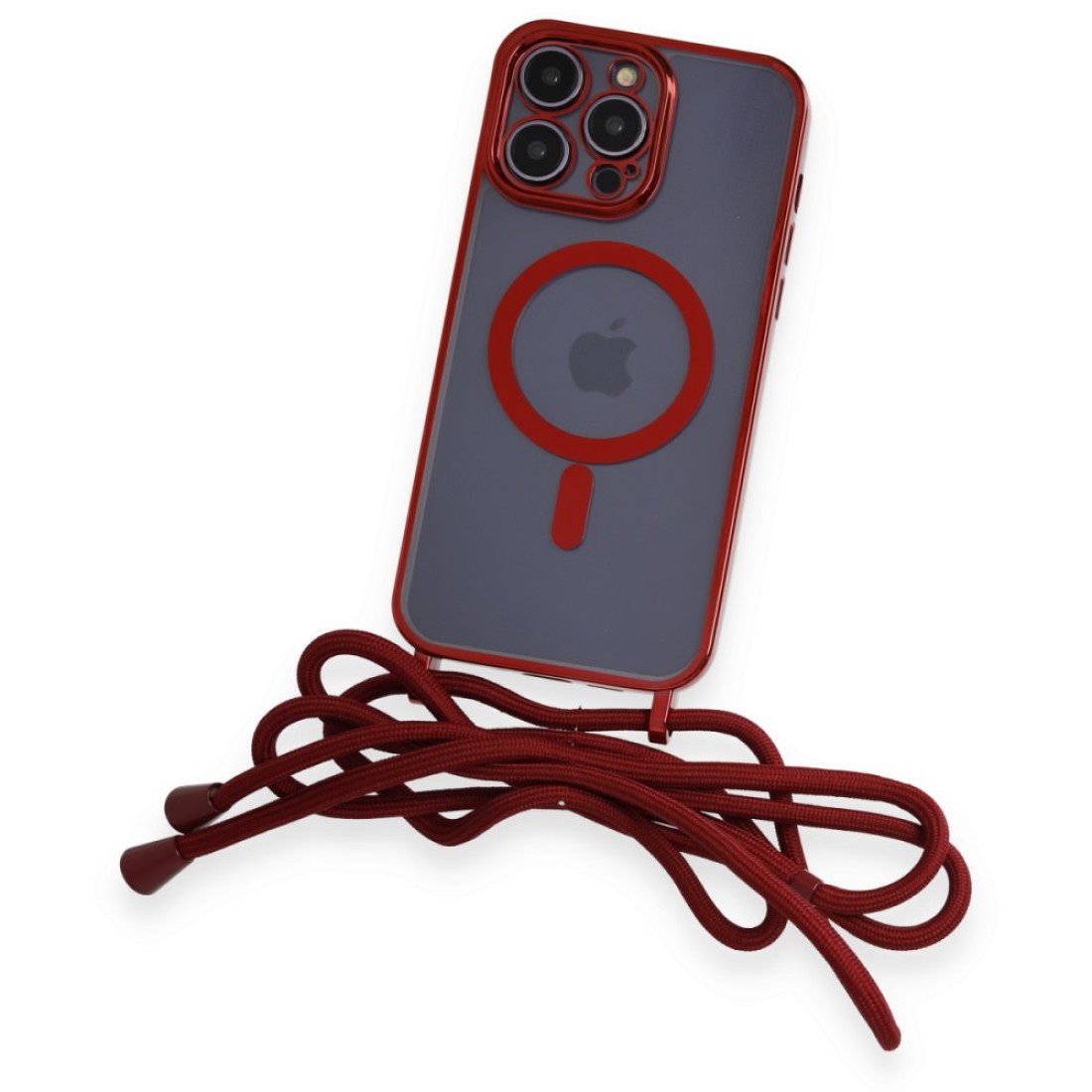 Apple iPhone 12 Pro Kılıf Divo Lazer Askılı Magsafe Kapak - Kırmızı