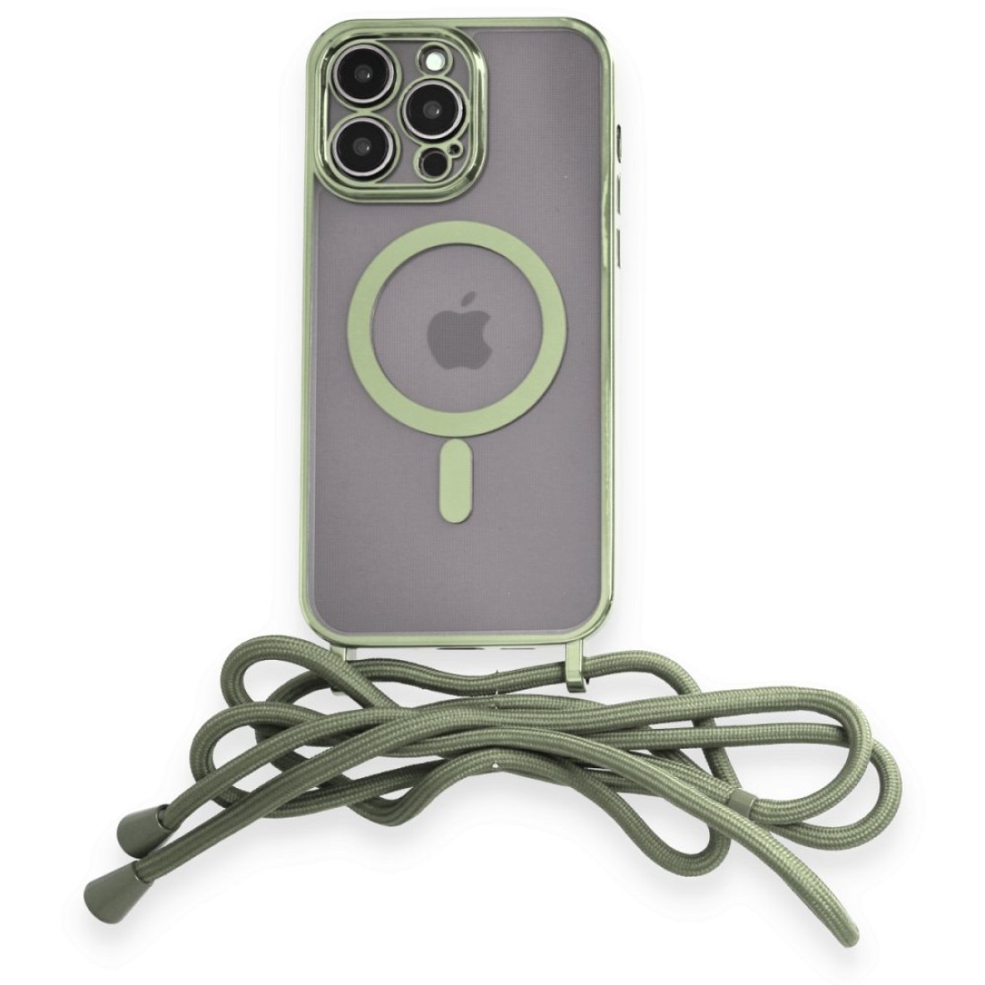 Apple iPhone 12 Pro Kılıf Divo Lazer Askılı Magsafe Kapak - Koyu Yeşil