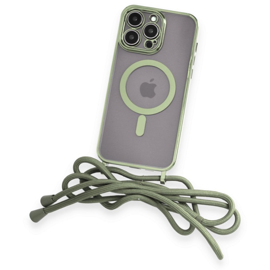 Apple iPhone 12 Pro Kılıf Divo Lazer Askılı Magsafe Kapak - Koyu Yeşil