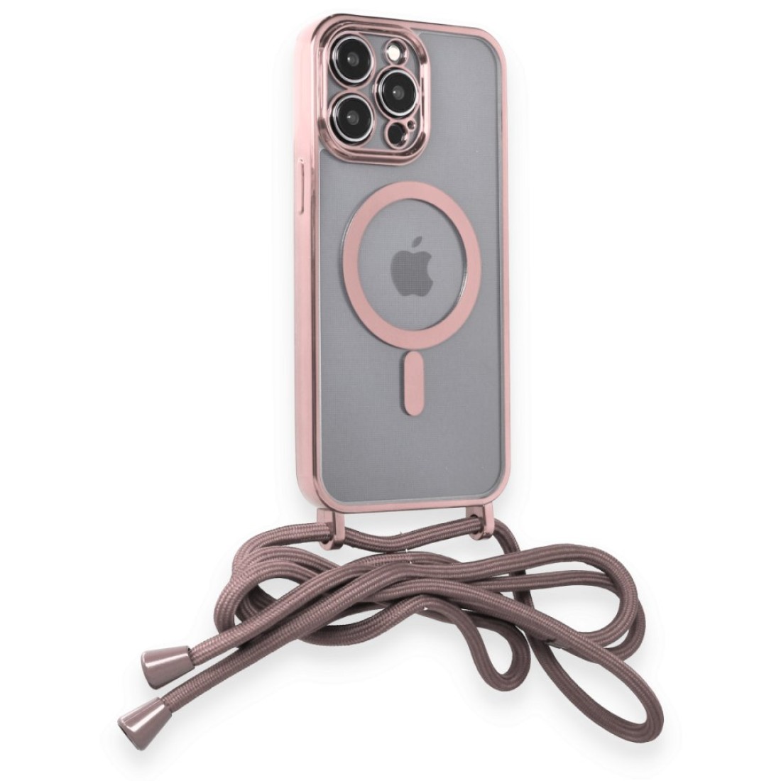 Apple iPhone 12 Pro Kılıf Divo Lazer Askılı Magsafe Kapak - Pembe