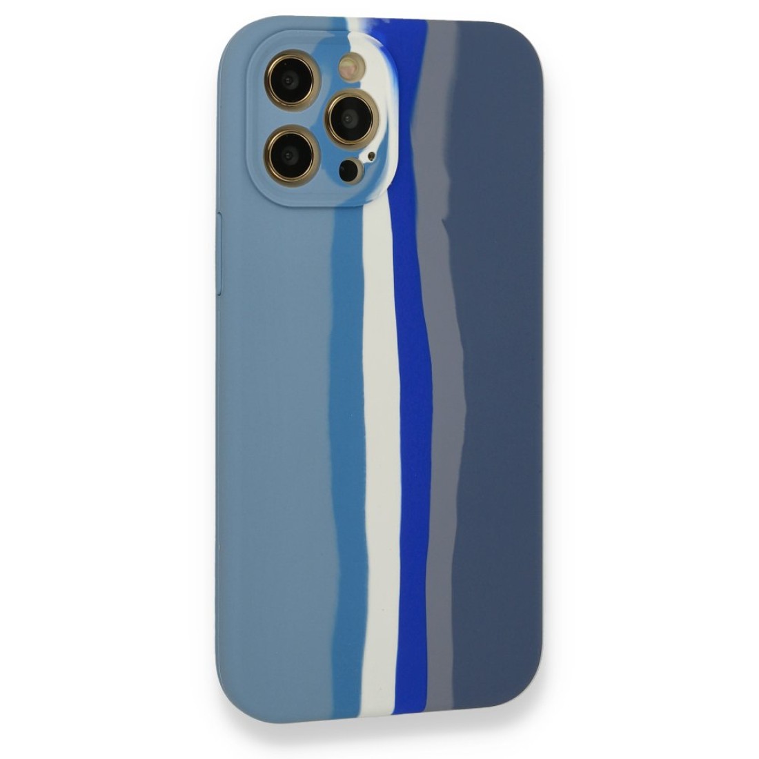 Apple iPhone 12 Pro Kılıf Ebruli Lansman Silikon - Mavi-Gri