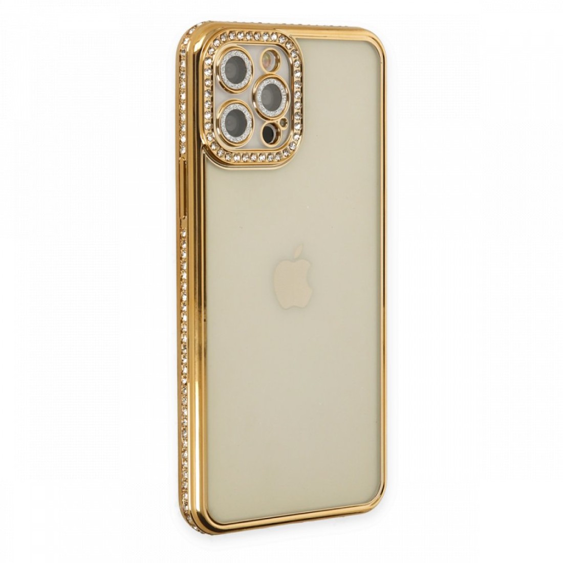 Apple iPhone 12 Pro Kılıf Joke Taşlı Silikon - Gold