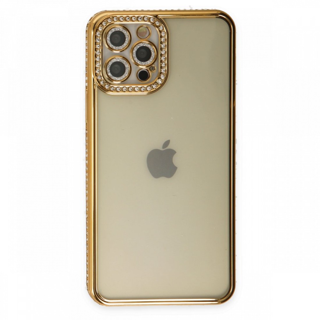 Apple iPhone 12 Pro Kılıf Joke Taşlı Silikon - Gold