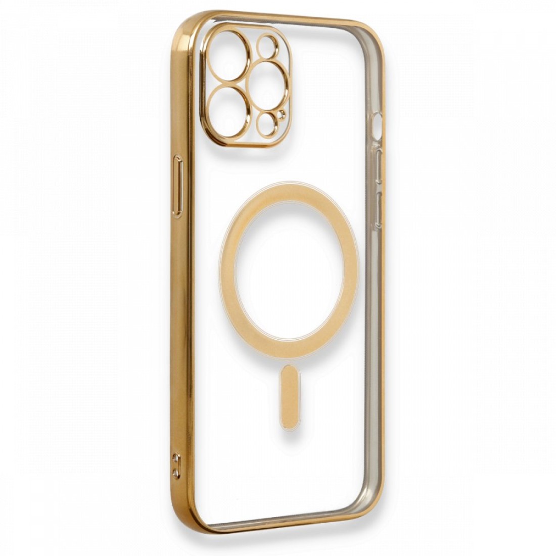 Apple iPhone 12 Pro Kılıf Magneticsafe Lazer Silikon - Gold