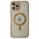 Apple iPhone 12 Pro Kılıf Magneticsafe Lazer Silikon - Gold