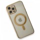 Apple iPhone 12 Pro Kılıf Magneticsafe Lazer Silikon - Gold