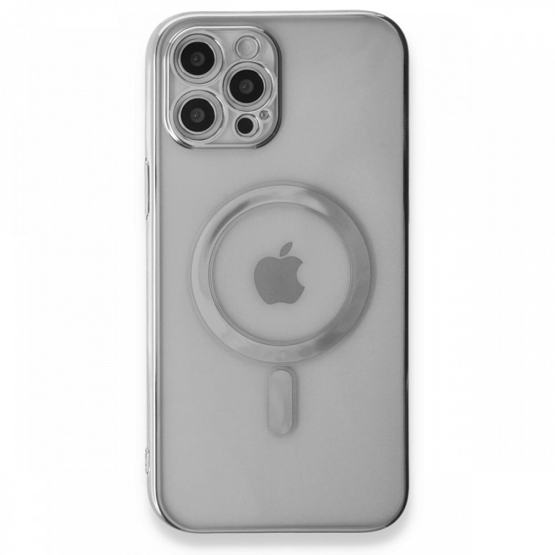 Apple iPhone 12 Pro Kılıf Magneticsafe Lazer Silikon - Gümüş