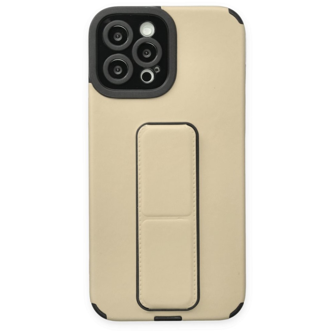 Apple iPhone 12 Pro Kılıf Mega Standlı Silikon - Gold