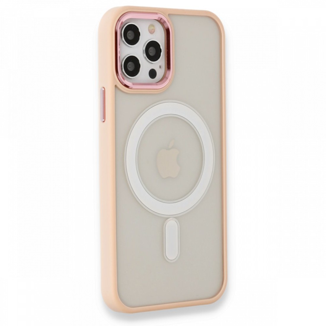 Apple iPhone 12 Pro Kılıf Room Magneticsafe Silikon - Pudra