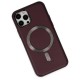 Apple iPhone 12 Pro Max Kılıf Coco Deri Magneticsafe Silikon - Bordo