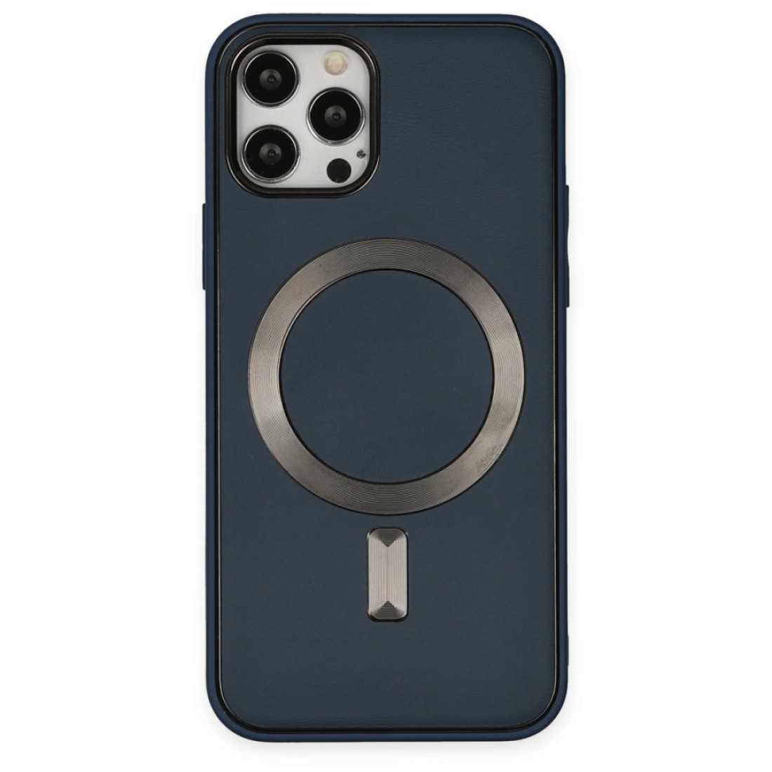 Apple iPhone 12 Pro Max Kılıf Coco Deri Magneticsafe Silikon - Lacivert