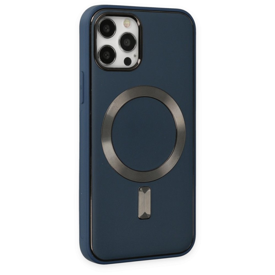 Apple iPhone 12 Pro Max Kılıf Coco Deri Magneticsafe Silikon - Lacivert