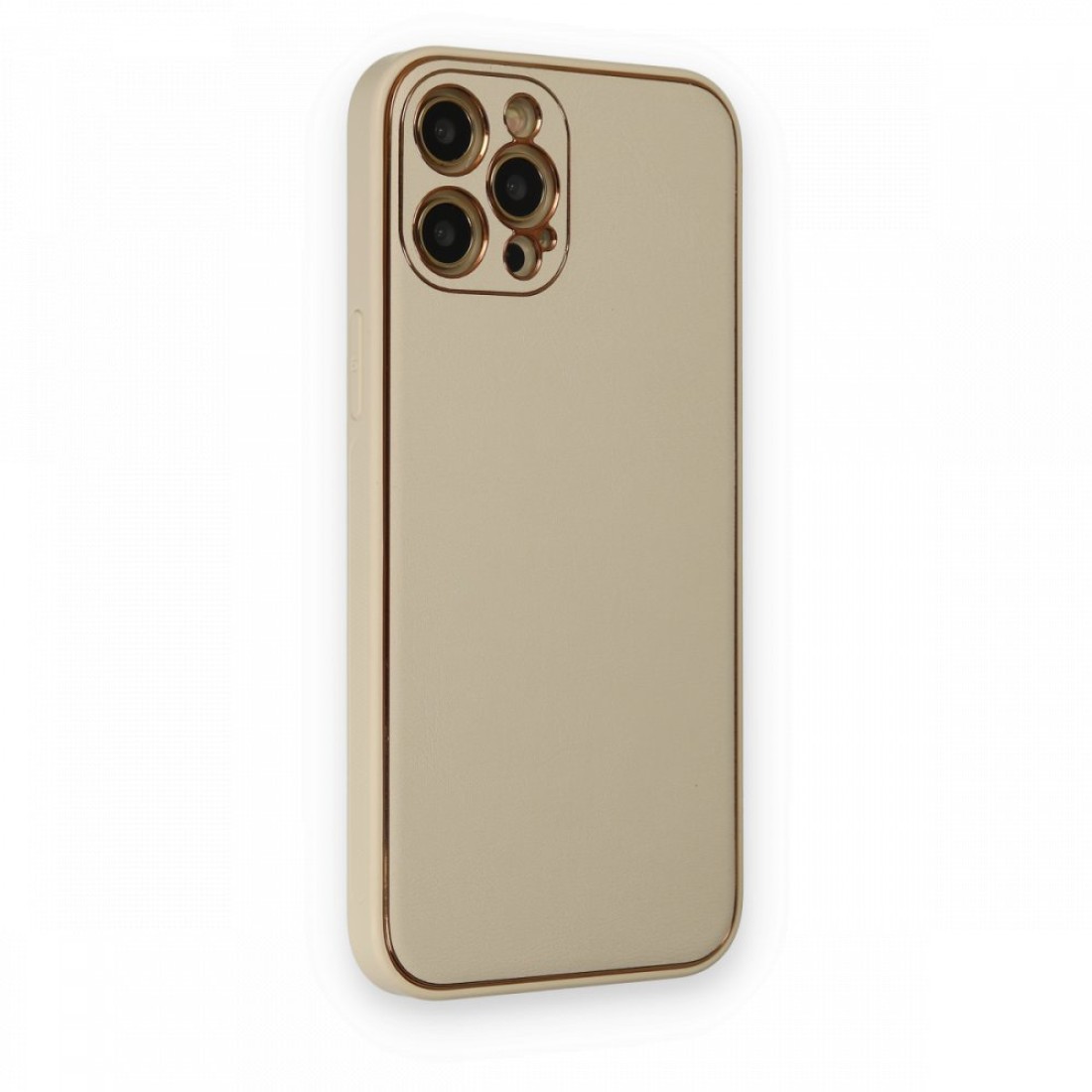 Apple iPhone 12 Pro Max Kılıf Coco Deri Silikon Kapak - Gold