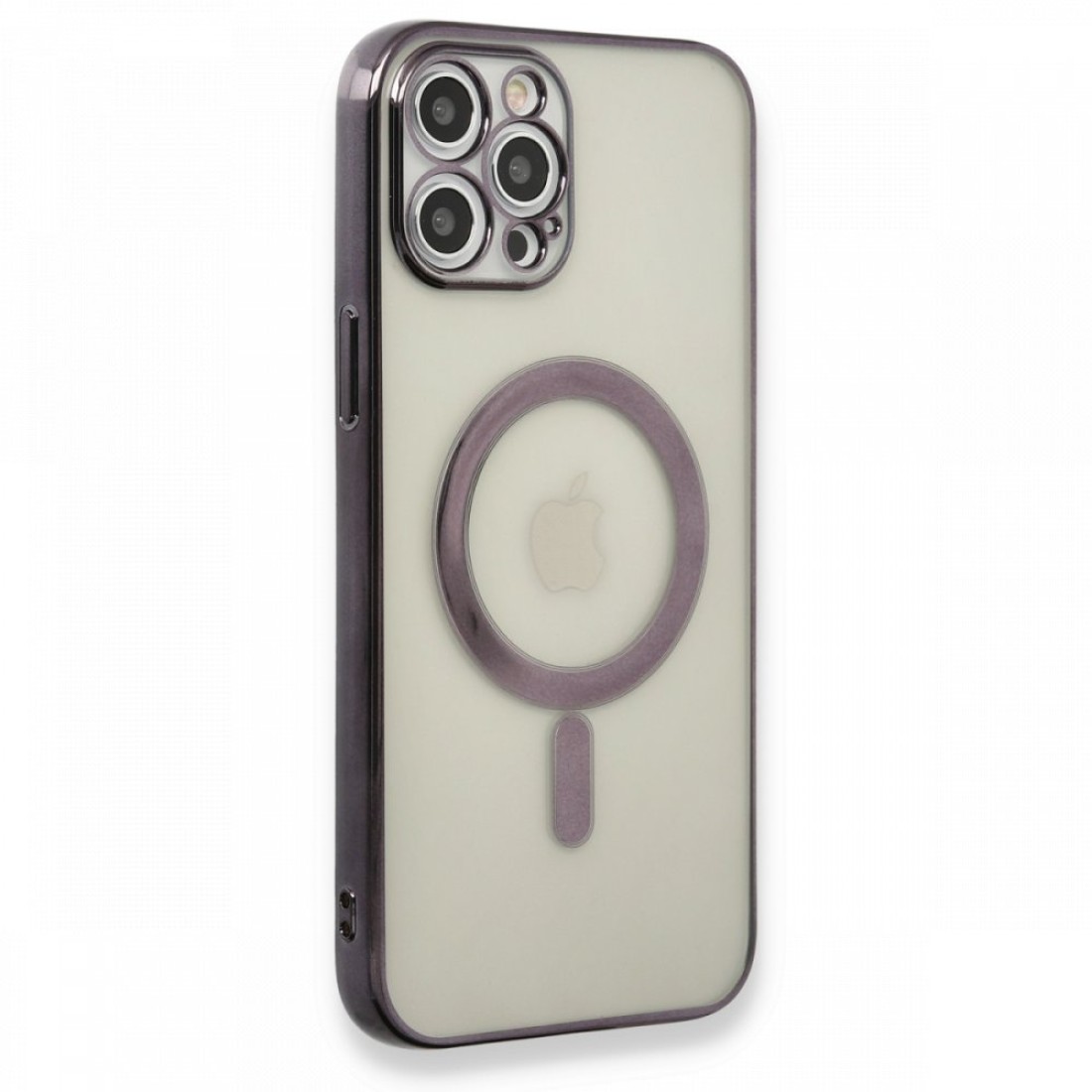 Apple iPhone 12 Pro Max Kılıf Magneticsafe Lazer Silikon - Siyah