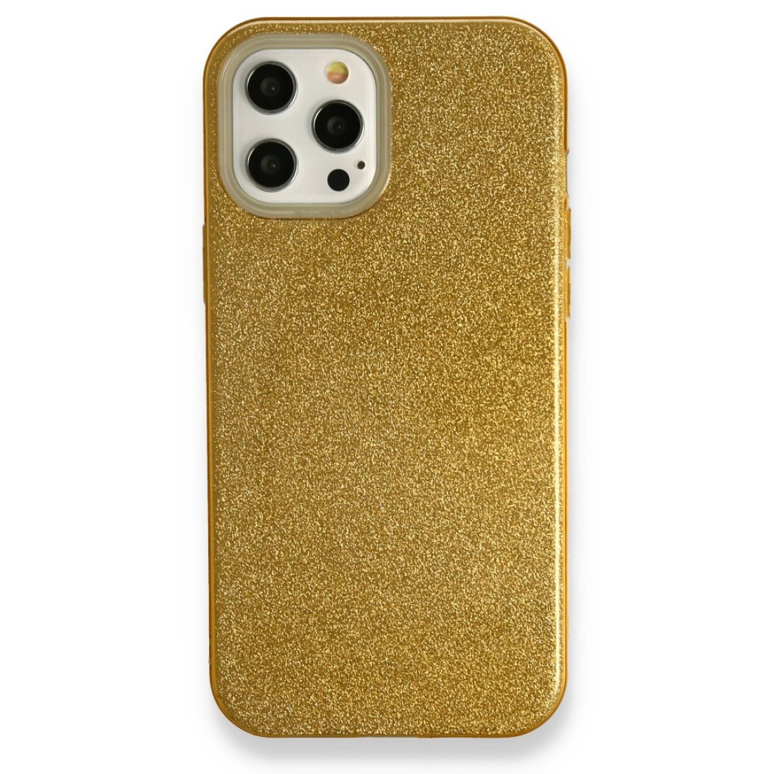 Apple iPhone 12 Pro Max Kılıf Simli Katmanlı Silikon - Gold