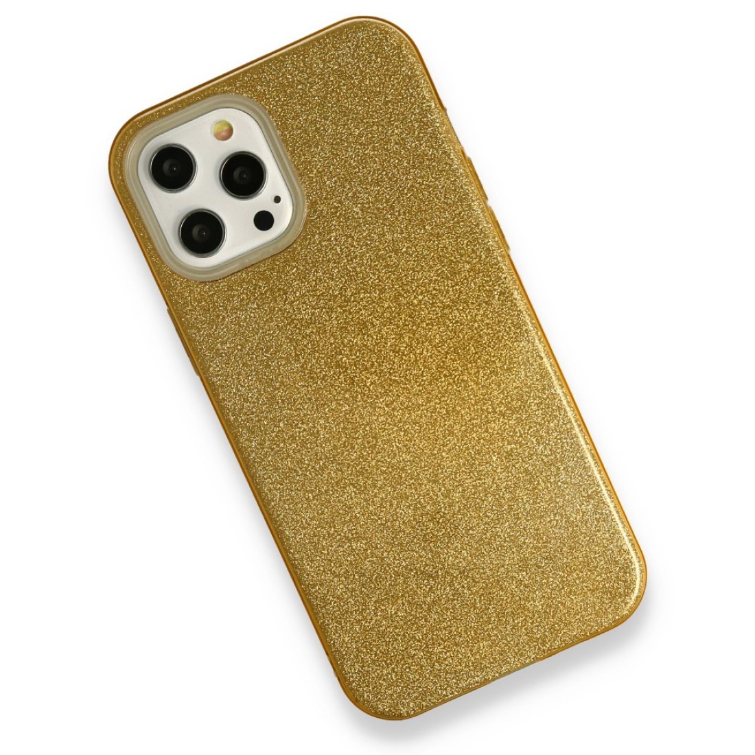 Apple iPhone 12 Pro Max Kılıf Simli Katmanlı Silikon - Gold