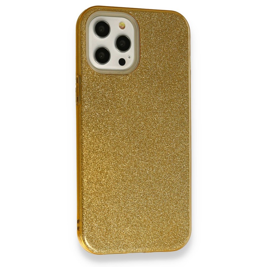 Apple iPhone 12 Pro Max Kılıf Simli Katmanlı Silikon - Gold